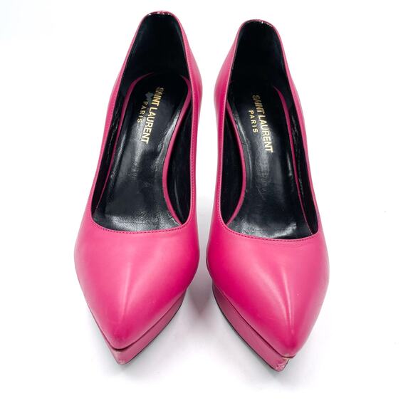 Saint Laurent Janis Pumps Hot Pink Heels Platform‎ Pointed Toe Sz 36 / 6 - Picture 3 of 12